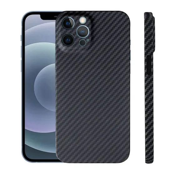 Caja completa resistente del teléfono celular de la fibra de carbono de la protección de la lente del rasguño para el iPhone 12